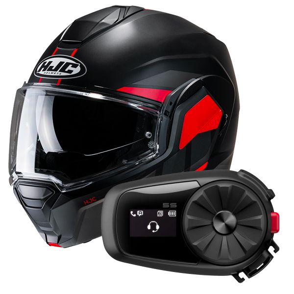 Klapp HJC i100 Beis MC1SF + Kit Bluetooth 5S Solo