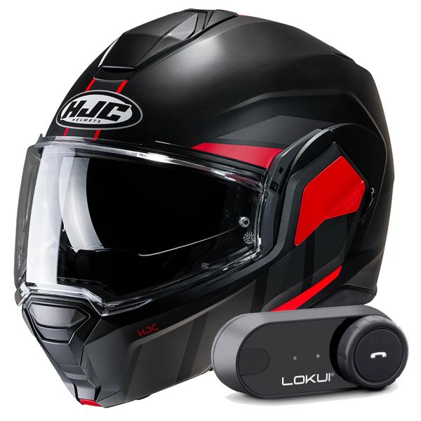 Klapp HJC i100 Beis MC1SF + Kit Bluetooth Lokui K30