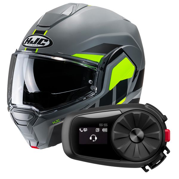 Klapp HJC i100 Beis MC3HSF + Kit Bluetooth 5S Solo