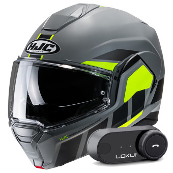 Klapp HJC i100 Beis MC3HSF + Kit Bluetooth Lokui K30