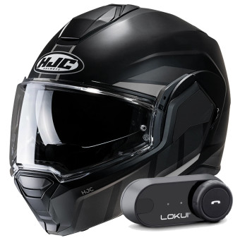 Klapp HJC i100 Beis MC5SF + Kit Bluetooth Lokui K30
