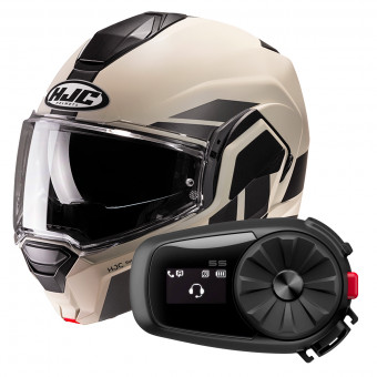 Klapp HJC i100 Beis MC9SF + Kit Bluetooth 5S Solo