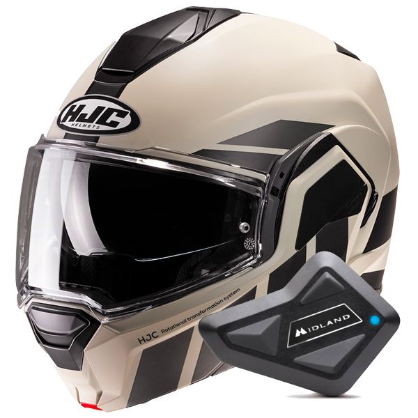 Klapp HJC i100 Beis MC9SF + Kit Bluetooth BT Mini
