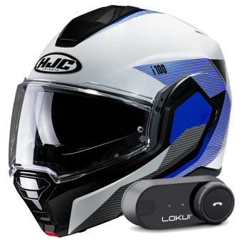 Klapp HJC i100 Beston MC2 + Kit Bluetooth Lokui K30