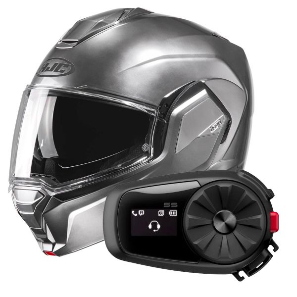 Klapp HJC i100 Hyper Silver + Kit Bluetooth 5S Solo