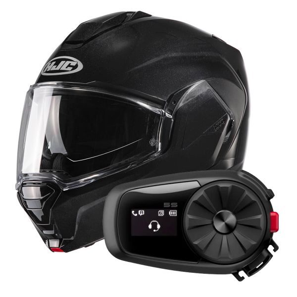 Klapp HJC i100 Metal Black + Kit Bluetooth 5S Solo Klapp HJC i100 Metal Black + Kit Bluetooth 5S Solo