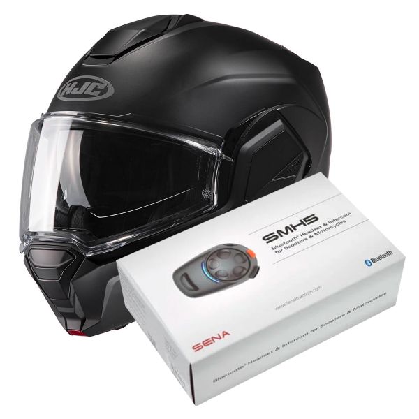 Klapp HJC i100 Semi Flat Black + Kit Bluetooth SMH5 Solo Klapp HJC i100 Semi Flat Black + Kit Bluetooth SMH5 Solo