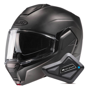 Klapp HJC i100 Semi Flat Titanium + Kit Bluetooth BT Mini