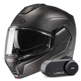 Klapp HJC i100 Semi Flat Titanium + Kit Bluetooth Lokui K30