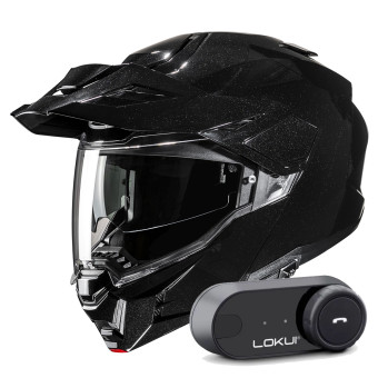 Klapp HJC i80 Metal Black + Kit Bluetooth Lokui K30