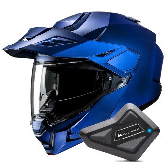 Klapp HJC i80 Semi Flat Metallic Blue + Kit Bluetooth BT Mini