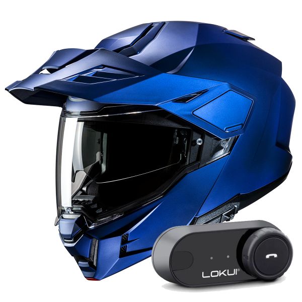 Klapp HJC i80 Semi Flat Metallic Blue + Kit Bluetooth Lokui K30