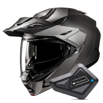 Klapp HJC i80 Semi Flat Titanium + Kit Bluetooth BT Mini