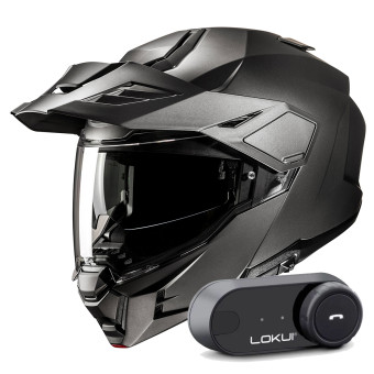 Klapp HJC i80 Semi Flat Titanium + Kit Bluetooth Lokui K30