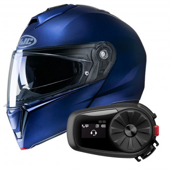 Klapp HJC I90 Semi Flat Blue + Kit Bluetooth 5S Solo