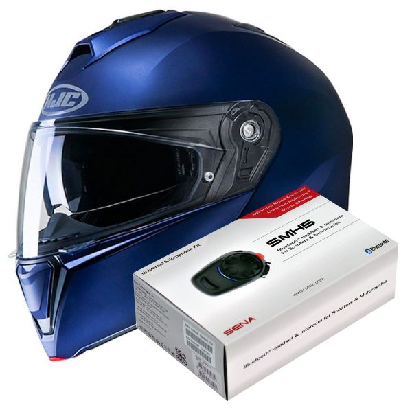 Klapp HJC I90 Semi Flat Blue + Kit Bluetooth SMH5 Solo