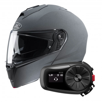 Klapp HJC I90 Stone Grey + Kit Bluetooth 5S Solo