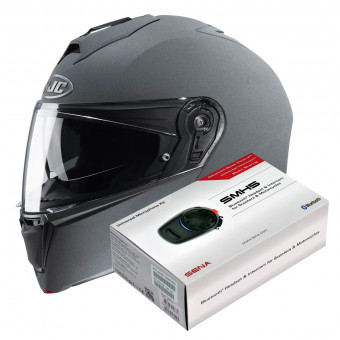 Klapp HJC I90 Stone Grey + Kit Bluetooth SMH5 Solo