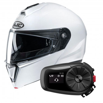 Klapp HJC I90 White + Kit Bluetooth 5S Solo