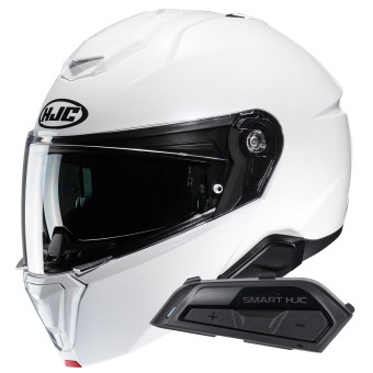 Klapp HJC i91 Pearl White+ Kit Bluetooth Smart 21B Flat Black