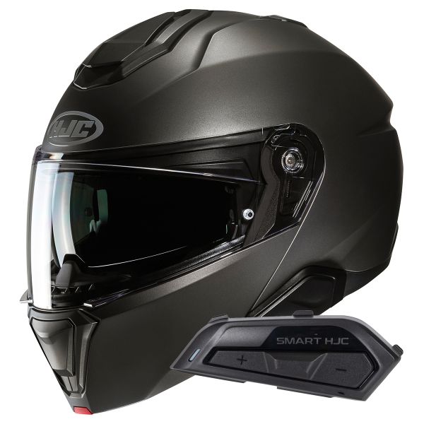 Klapp HJC i91 Semi Flat Titanium + Kit Bluetooth Smart 21B Flat Black