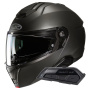 Casque Klapp HJC i91 Semi Flat Titanium + Kit Bluetooth Smart 21B Flat Black