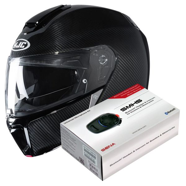 Klapp HJC RPHA 90 S Carbon Black + Kit Bluetooth SMH5