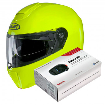Klapp HJC RPHA 90 S Fluo Green + Kit Bluetooth SMH5