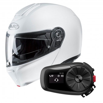 Klapp HJC RPHA 90 S Pearl White + Kit Bluetooth 5S Solo