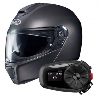 Klapp HJC RPHA 90 S Semi Flat Titanium + Kit Bluetooth 5S Solo