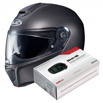 Klapp HJC RPHA 90 S Semi Flat Titanium + Kit Bluetooth SMH5
