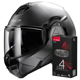Klapp LS2 Advant Matt Titanium FF906 + Kit Bluetooth 4X Cardo
