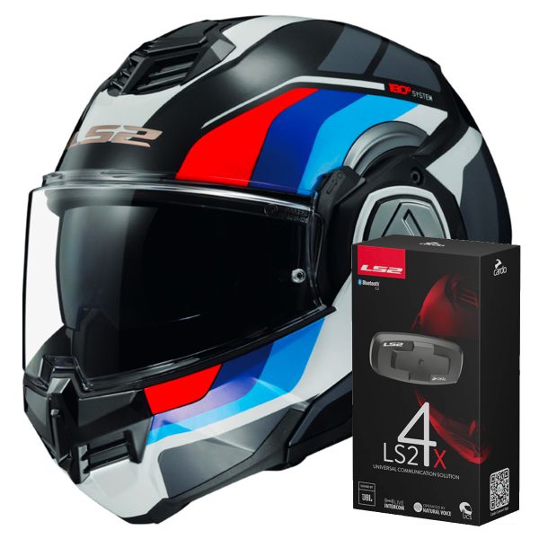 Klapp LS2 Advant Sport Black Blue Red FF906 + Kit Bluetooth 4X Cardo