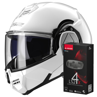 Klapp LS2 Advant White FF906 + Kit Bluetooth 4X Cardo