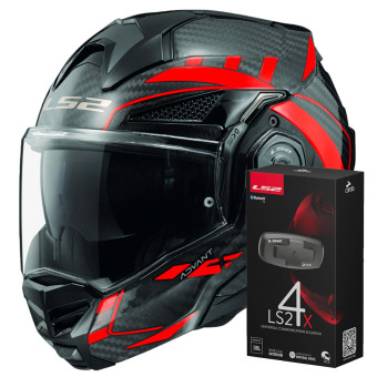 Klapp LS2 Advant X C Future Red FF901 + Kit Bluetooth 4X Cardo