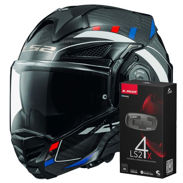 Klapp LS2 Advant X C Future White Blue FF901 + Kit Bluetooth 4X Cardo