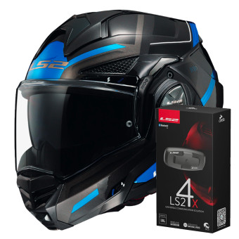Klapp LS2 Advant X Spectrum Black Titanium Blue FF901 + Kit Bluetooth 4X Cardo
