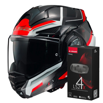 Klapp LS2 Advant X Spectrum Black White Red FF901 + Kit Bluetooth 4X Cardo