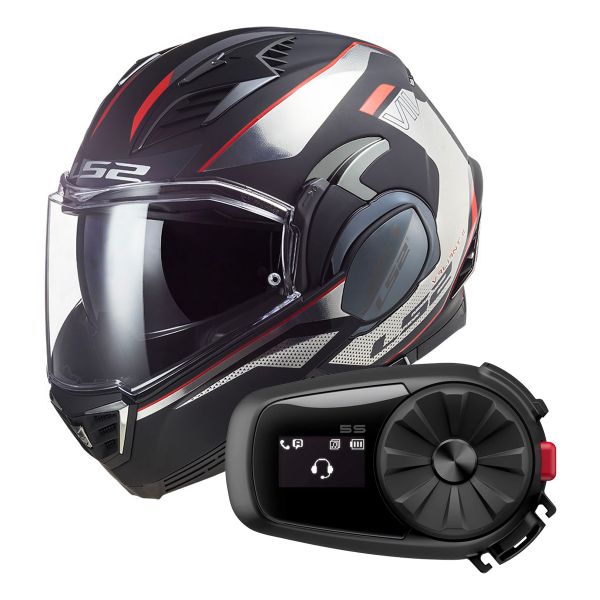 Klapp LS2 Valiant II Hub Black Chrome FF900 + Kit Bluetooth 5S Solo