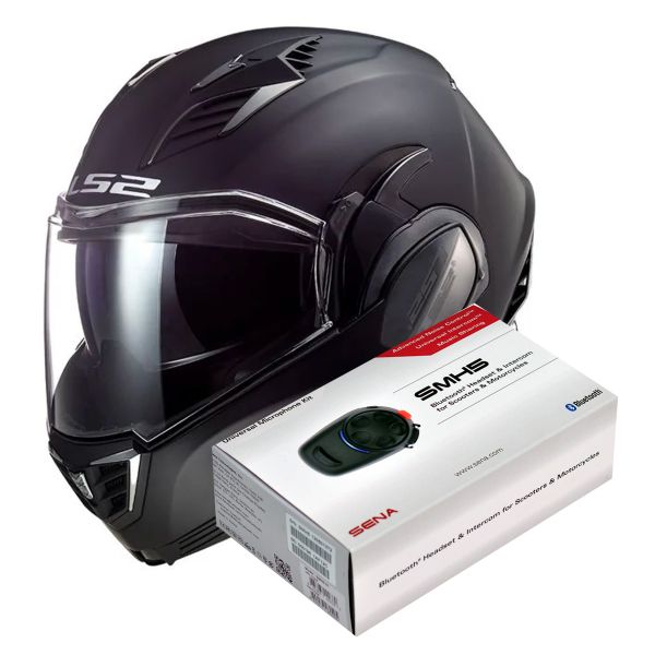 Klapp LS2 Valiant II Matt Black FF900 + Kit Bluetooth SMH5 Solo