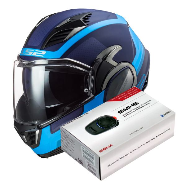 Klapp LS2 Valiant II Orbit Matt Blue FF900 + Kit Bluetooth SMH5 Solo