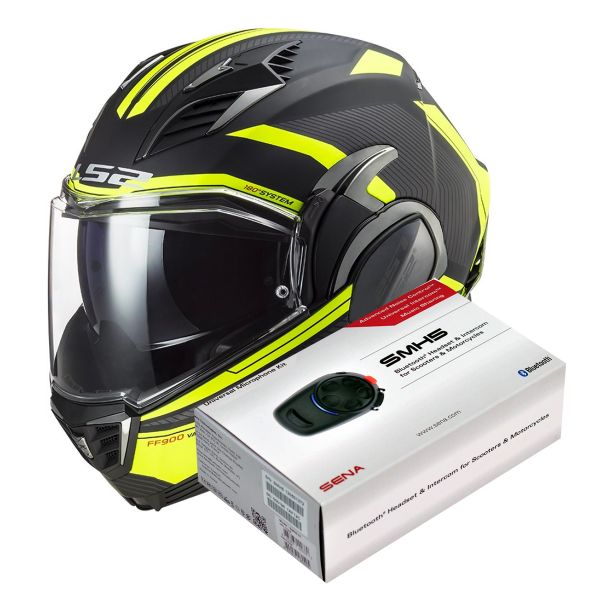 Klapp LS2 Valiant II Revo Black H-V Yellow FF900 + Kit Bluetooth SMH5 Solo