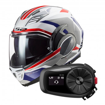Klapp LS2 Valiant II Revo White Red Blue FF900 + Kit Bluetooth 5S Solo