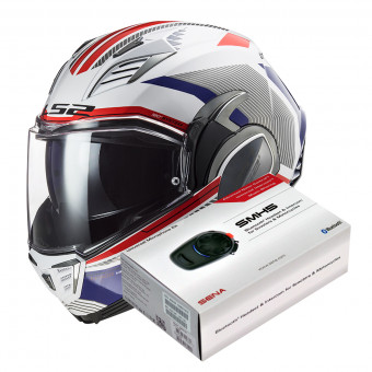Klapp LS2 Valiant II Revo White Red Blue FF900 + Kit Bluetooth SMH5 Solo