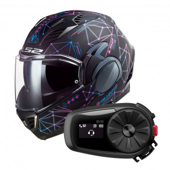 Klapp LS2 Valiant II Stellar Matt Black Blue FF900 + Kit Bluetooth 5S Solo