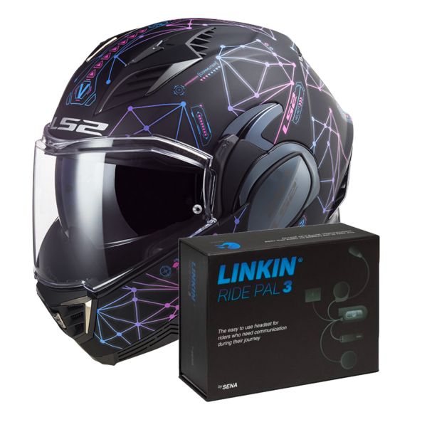 Klapp LS2 Valiant II Stellar Matt Black Blue FF900 + Linkin Ride Pal III