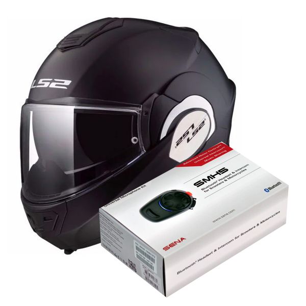 Klapp LS2 Valiant Solid Matt Black FF399 + Kit Bluetooth SMH5 Solo