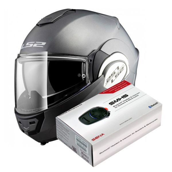 Klapp LS2 Valiant Solid Matt Titanium FF399 + Kit Bluetooth SMH5 Solo