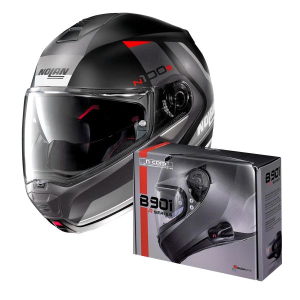 Klapp Nolan N100 5 Hilltop N-Com Flat Black Grey 47 + Kit Bluetooth B901 R