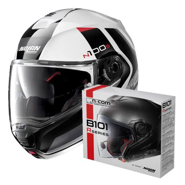 Klapp Nolan N100 5 Hilltop N-Com White Black 48 + Kit Bluetooth B101R